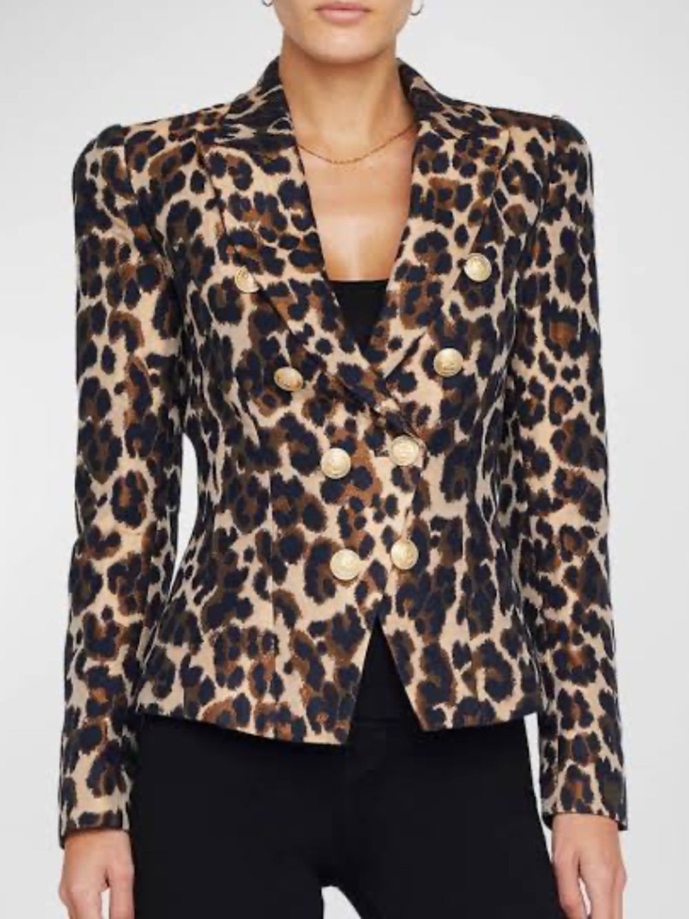 L’agence Bethany Tapered Structured Blazer Jacquard Leopard Gold With Tags Sz 2 - Picture 1 of 8